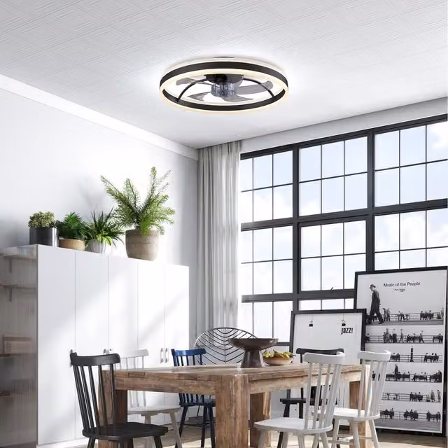 HOMCOM Ceiling Fan with Light and Remote Control, Black, 50 cm