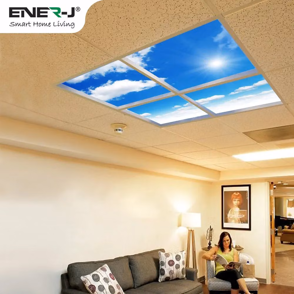 ENER-J SKY Cloud LED Ceiling Panel Set of 4, 40W, 6000K Daylight, White, W/D/H: 60 x 60 x 60 cm – 3