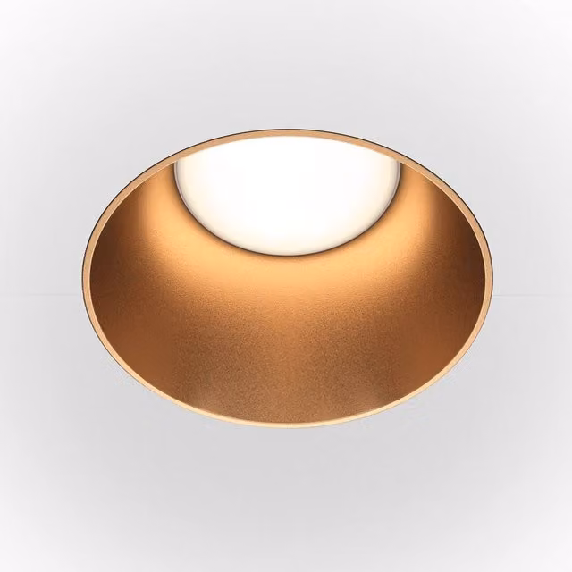 Maytoni Share Round Recessed Downlight, Matt Gold, Adjustable GU10