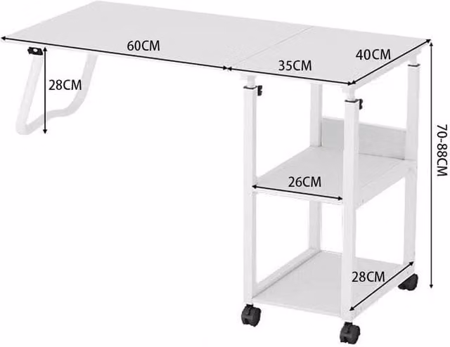 FORGEVIO Height Adjustable Mobile Overbed Table in White – 1