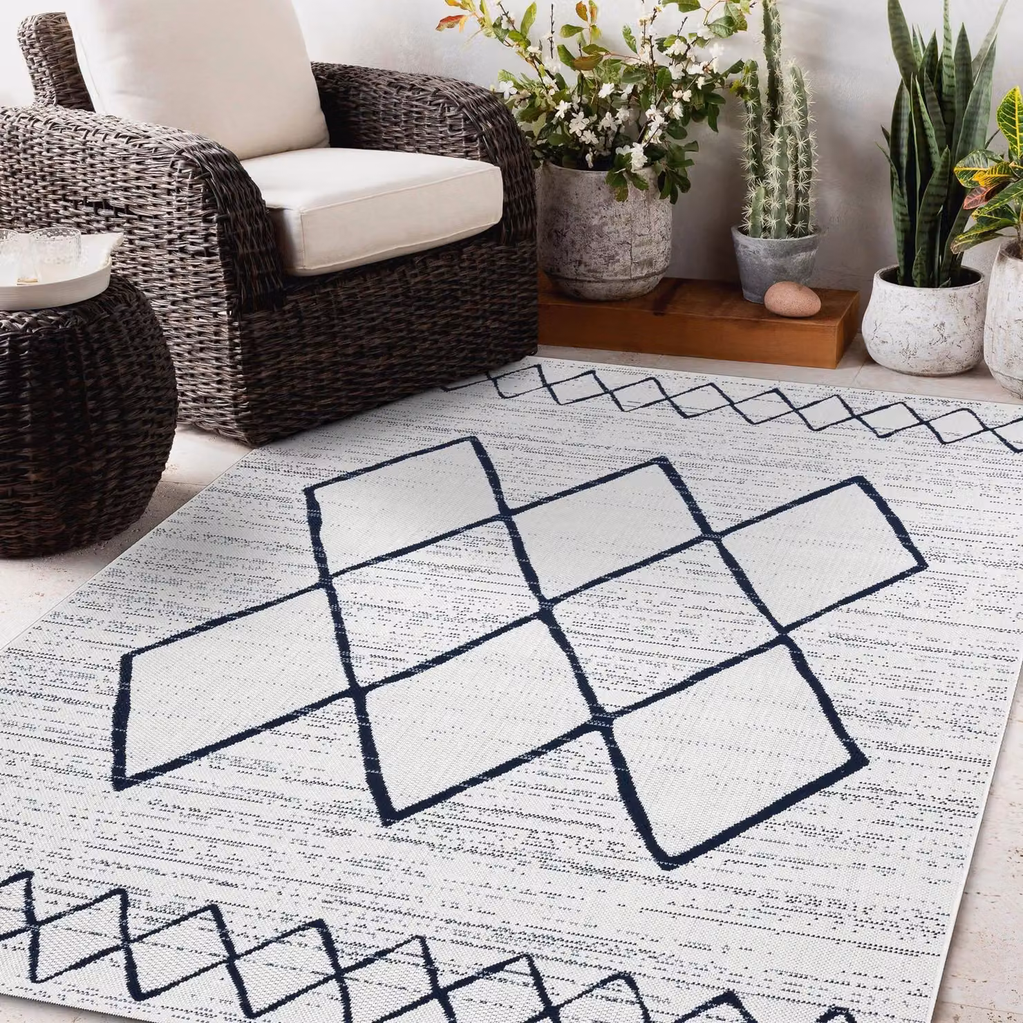 RugsX White Plain Rectangular Flat Weave Rug, W: 60 cm, D: 110 cm – 2