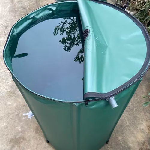 Gr8 Garden Green Collapsible PVC Rain Barrel with Zipped Lid and Drain Tap, 250 l – 5