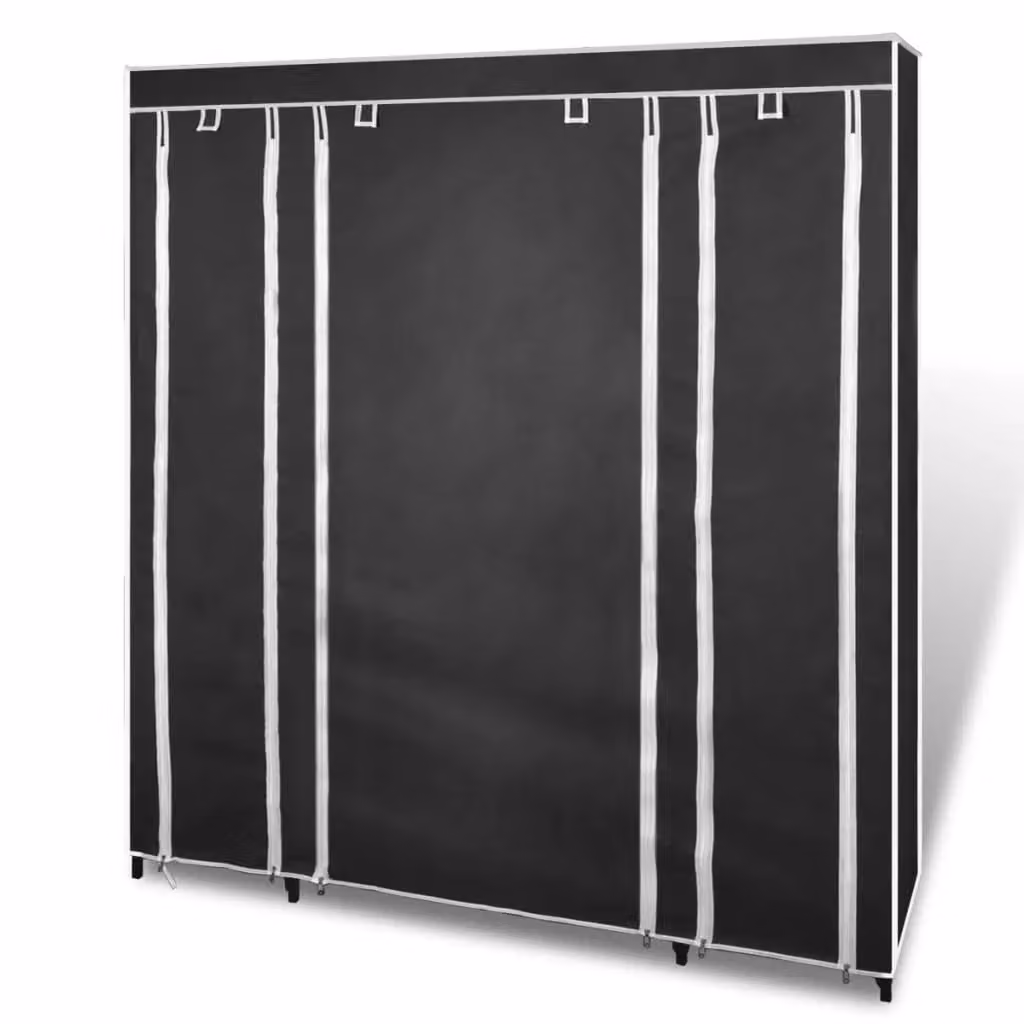 Berkfield Home Fabric Wardrobe with Hanging Rod and Internal Shelves, Black, W/D/H: 45 x 45 x 176 cm – 2