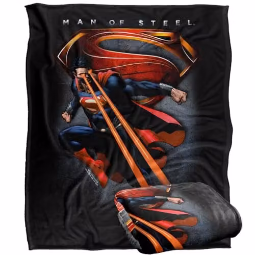 Warner Bros. Superman Man of Steel Symbolic Super Soft Fleece Throw Blanket, Multicolour, W/D/H: 152.4 x 127.0 x 1.0 cm – 1
