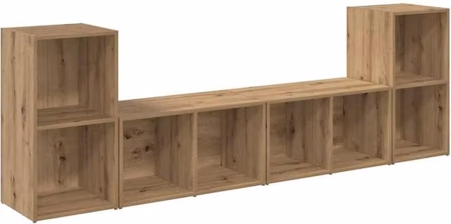 Berkfield Home 4-Piece Artisan Oak Cube Storage Unit with Shelf in Brown, W/D/H: 72 x 35 x 36.5 cm