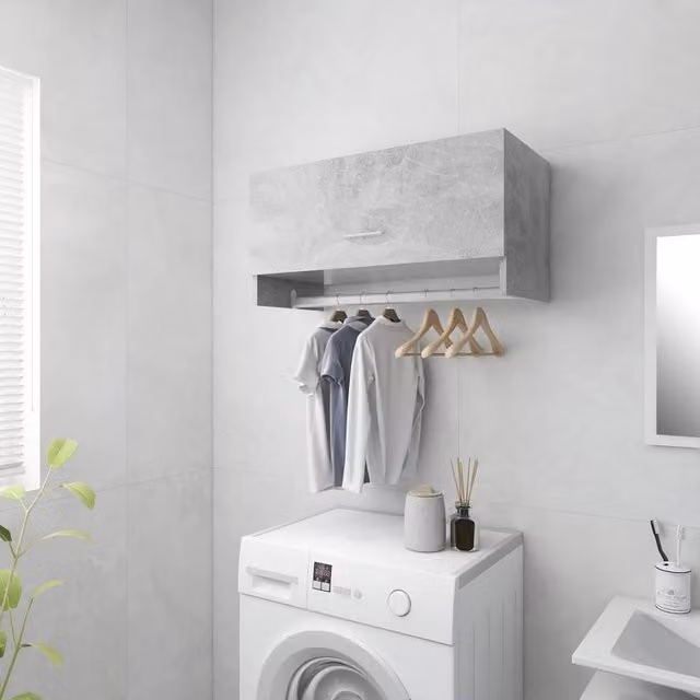 Berkfield Home Wall Mounted Wardrobe in Concrete Grey, W/D/H: 70 x 32.5 x 35 cm – 1