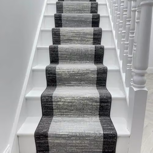 runrug Soft and Durable Machine Woven Stair Runner in Morning Mist Light Grey, W: 60 cm, L: 450 cm, Thickness: 9 mm – 3