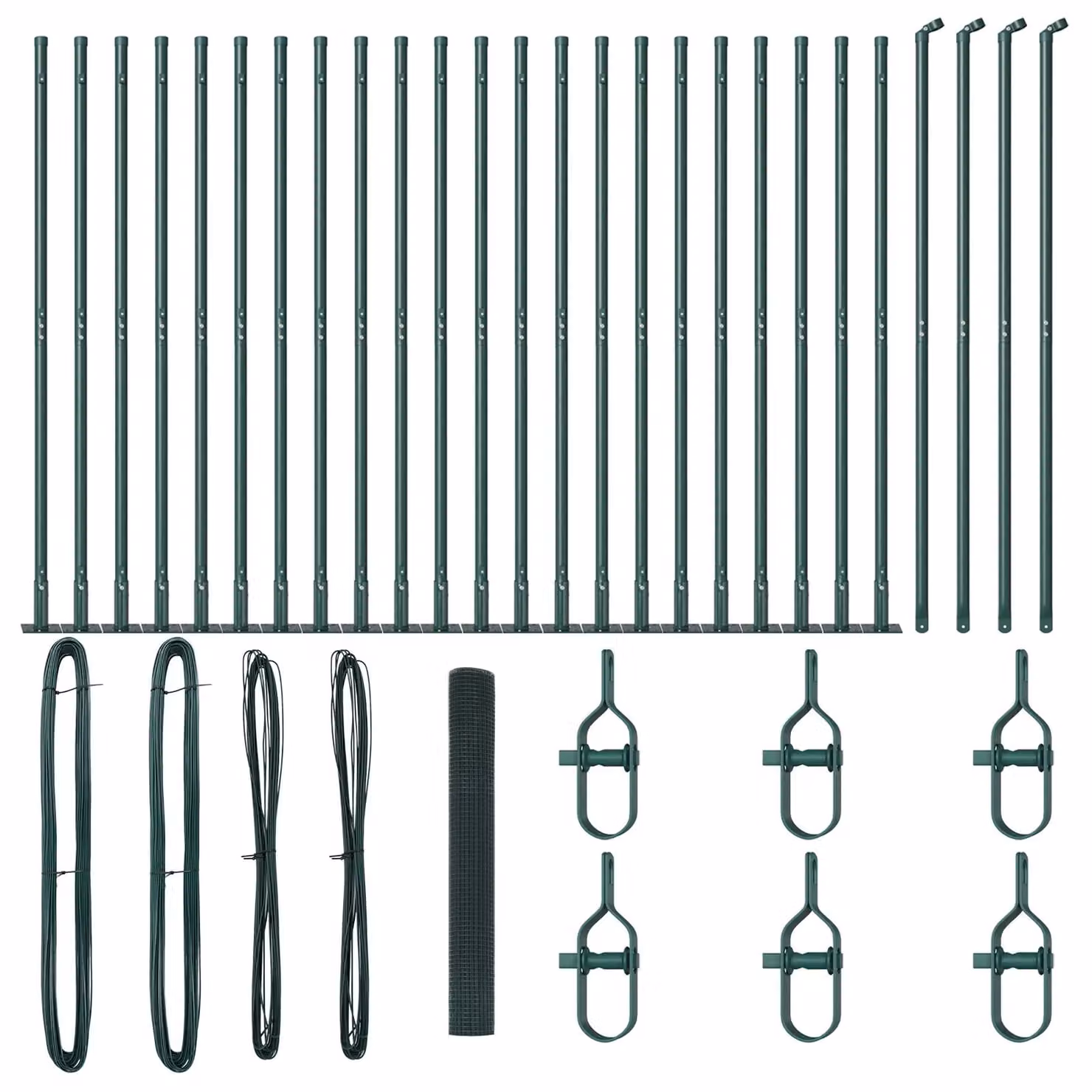 Berkfield Home Green Steel Welded Wire Fence with 13 Flanged Posts, W: 50 m, H: 1.2 m – 2