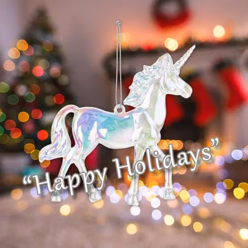 VFM e-Store Iridescent Acrylic Unicorn Christmas Tree Hanging Ornament, 12 cm – 4