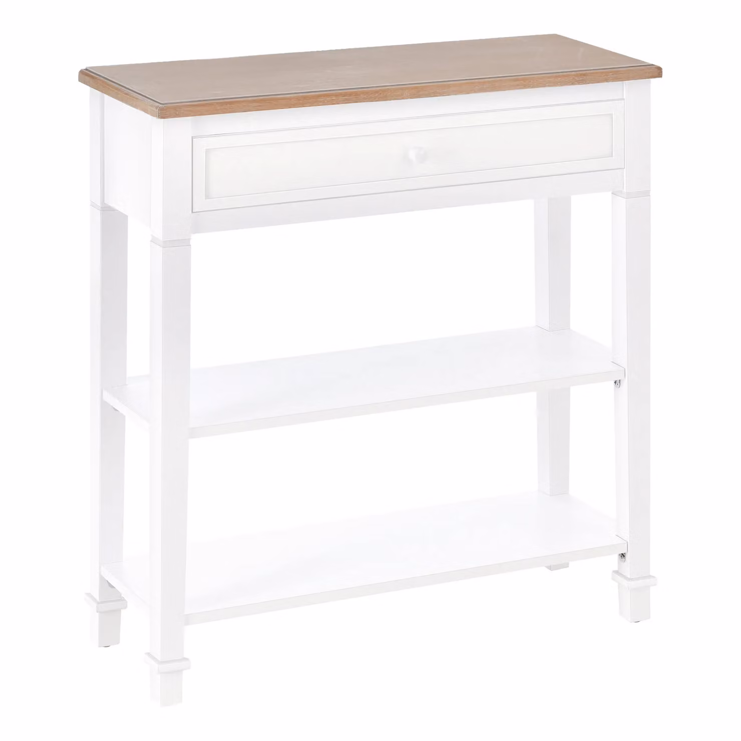 HOMCOM White Console Table with Drawer and 2 Shelves for Hallway and Side Desk – 2