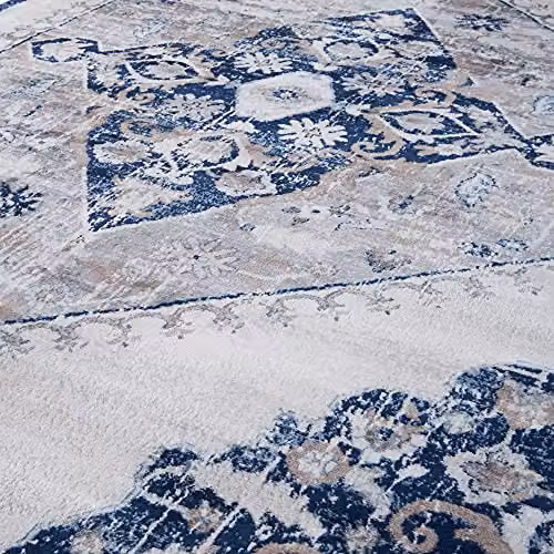 THE RUGS Vintage Oriental Area Rug in Blue, Beige and Brown, W/D/H: 80 x 150 x 1 cm – 3