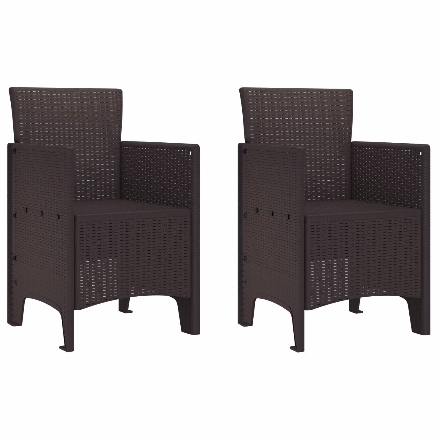 Berkfield Home Modern Brown Poly Rattan Garden Chairs, Set of 2 – 2
