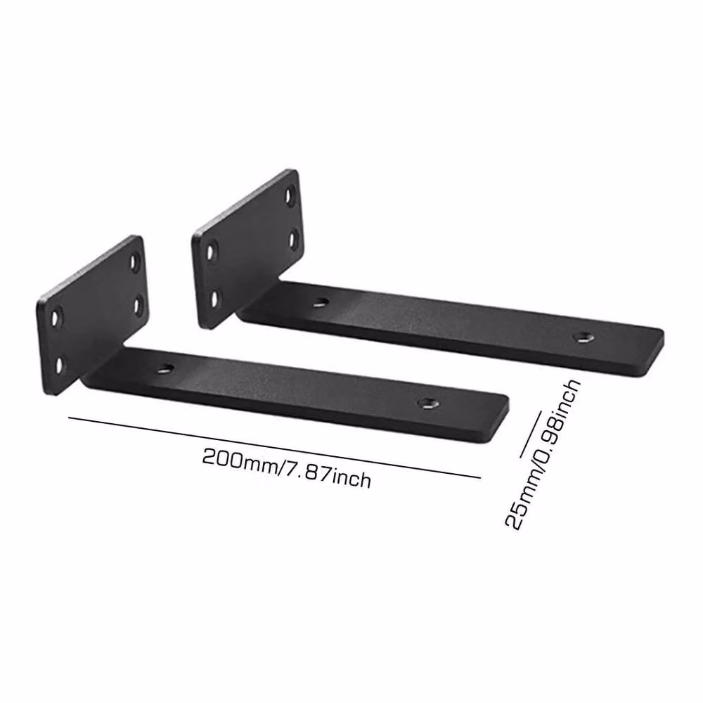EONLION 4 Pack Black Cast Iron Floating Shelf Brackets and Concealed Steel Supports – 2
