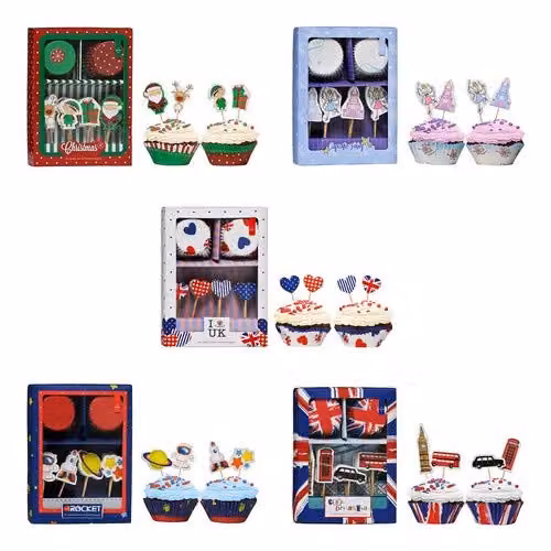 Orsina I Love UK Cupcake Cases and Toppers Set, 48 Piece, Multicolour – 3