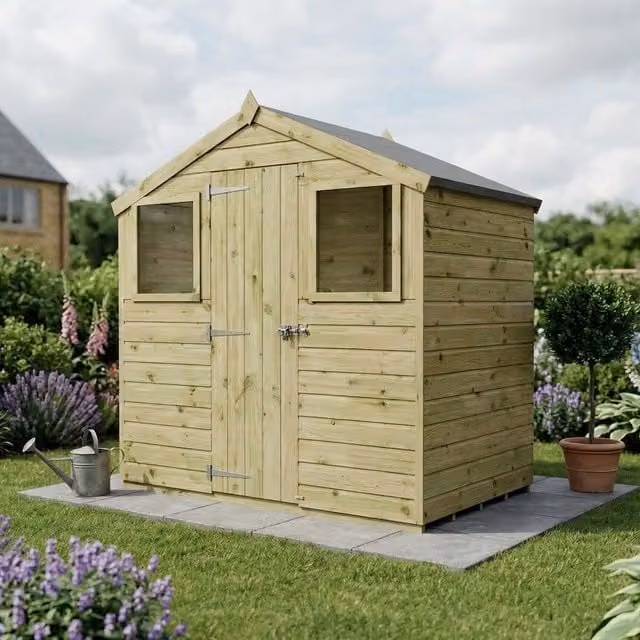 Waltons Brown Shiplap Reverse Apex Garden Storage Shed with Single Door
