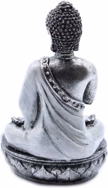 KDMK Bali Hand Painted Buddha Tealight Candle Holder, White and Grey Ceramic Zen Decor