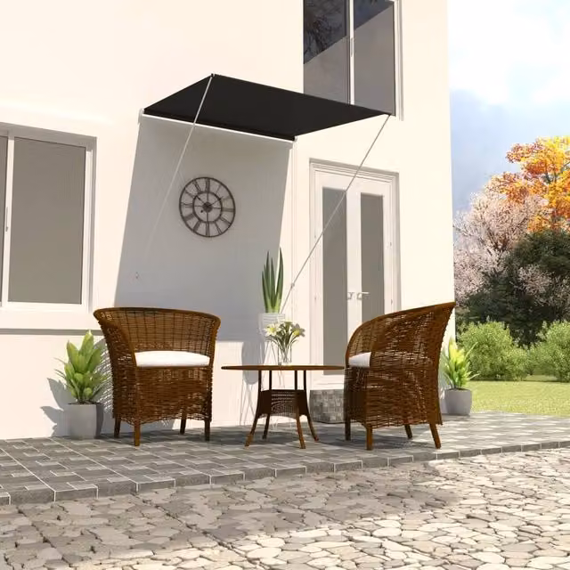 Berkfield Home Manual Retractable Awning in Anthracite Black, W: 100 cm, H: 150 cm – 1