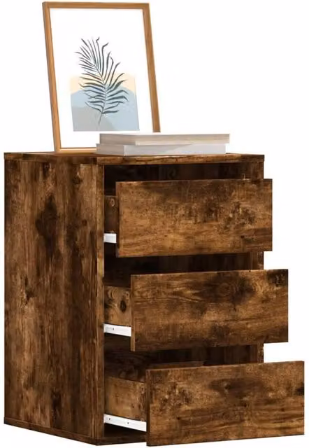 Berkfield Home Corner Chest of Drawers in Smoked Oak Brown, W/D/H: 40 x 41 x 58 cm