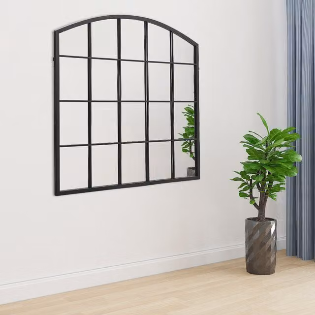 Livingandhome Black Industrial Arch Wall Mirror