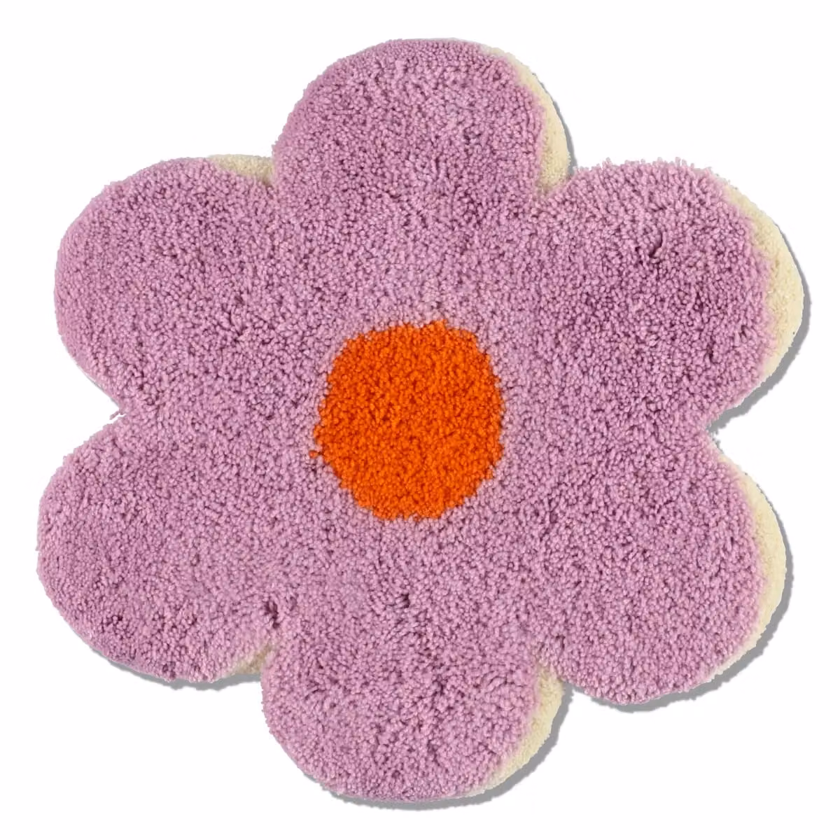 MIYOSHI RUG Flower Chair Rug in Purple, Yellow and Beige Hand-Tufted Floral Design