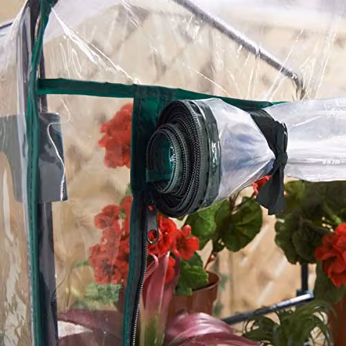 GardenKraft 4 Tier Greenhouse with Transparent PVC Cover and 4 Metal Mesh Shelves – 3