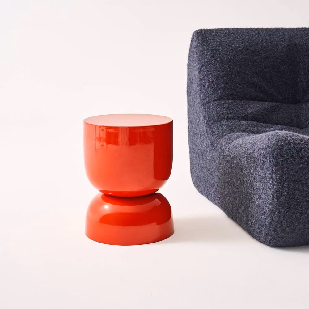 sweeek Round Metal Coffee Table, Side Table or Bedside Table with Glossy Orange Finish, W/D/H: 42 x 42 x 75 cm – 2