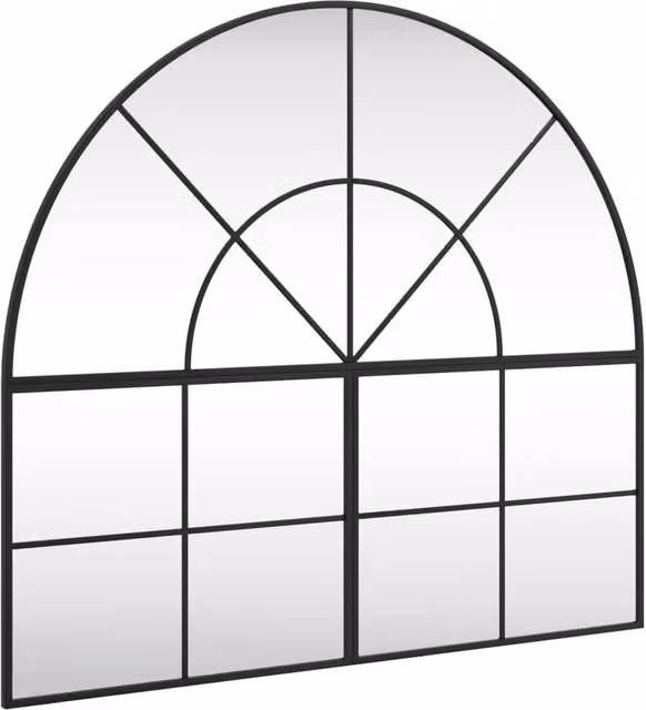 Berkfield Home Minimalist Arch Wall Mirror in Black Metal and Glass, W: 100 cm, H: 90 cm