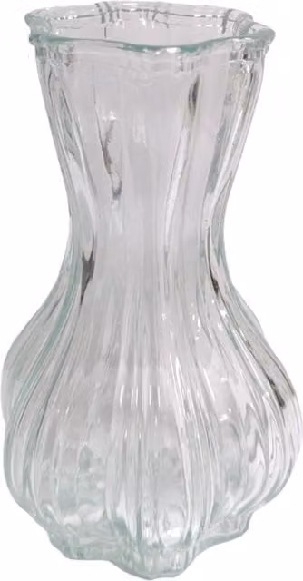 Kingsbury Gifts Daisy Rim Ridged Glass Vase in Clear Transparent
