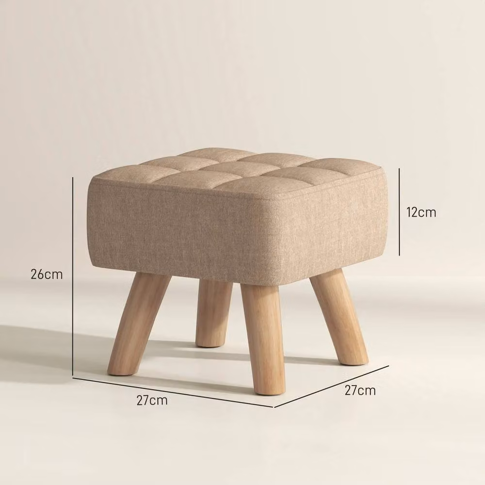 Kelvenix Modern Cylindrical Fabric Footstool in Beige and Brown – 2