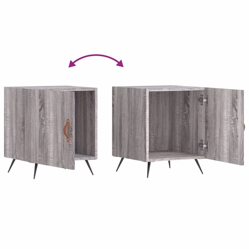 Berkfield Home Set of 2 Grey Sonoma Bedside Cabinets, W/D/H: 40 x 40 x 50 cm – 3