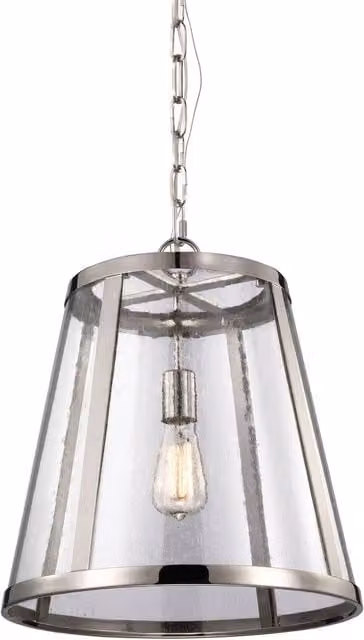 Loops Silver Loops 1 Bulb Ceiling Pendant Light Fitting with Transparent Glass and Aluminium, E27 60W LED Compatible – 1