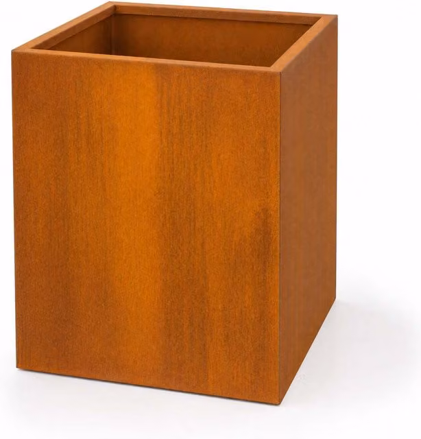 Orange Steel Corten Tall Square Planter W/D/H: 50 x 25 x 25 cm