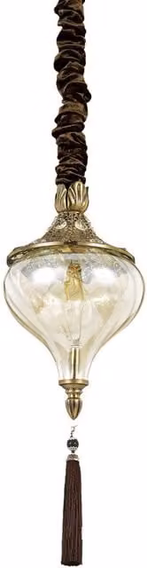 Ideal Lux Harem 1 Light Oriental Ceiling Pendant in Gold and Brass with Crystal and Glass Details
