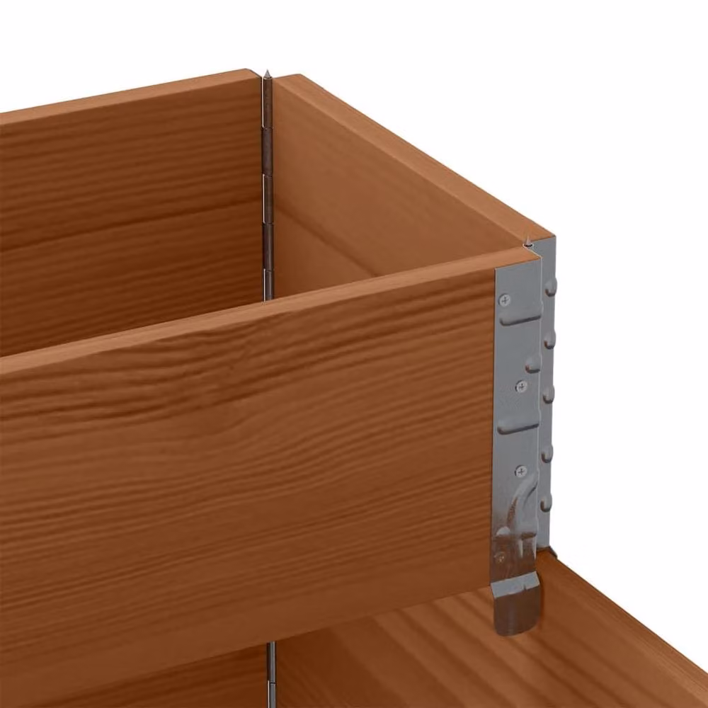 Berkfield Home Stable 3-Tier Raised Bed in Brown Solid Wood and Galvanised Steel, W: 80 cm, D: 80 cm, H: 60.5 cm – 5
