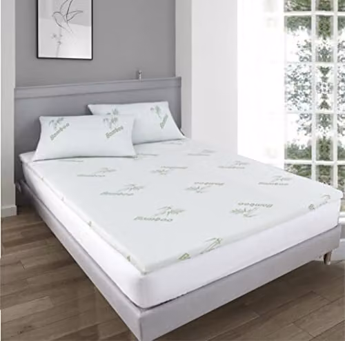 Ezysleep Super Soft Bamboo Bounce Back Foam Mattress Topper, White, Single, 10cm