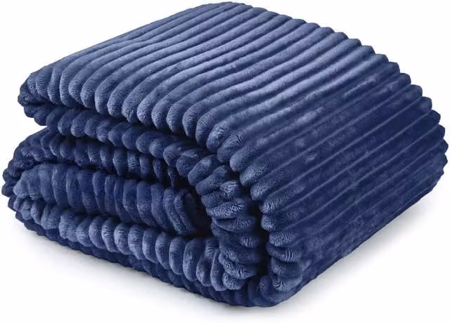 Emma Modern Striped Polyester Throw in Blue