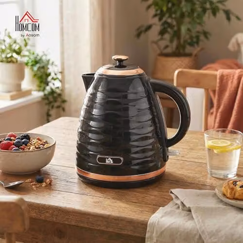 HOMCOM Electric Kettle, 1.7 l, 3 kW Fast Boil, Black – 2