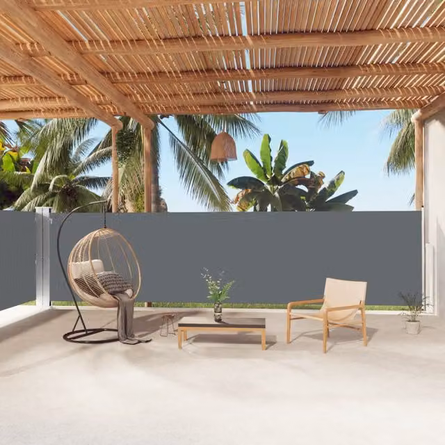 Berkfield Home Retractable Side Awning in Anthracite and Black, W/H: 1000 x 160 cm