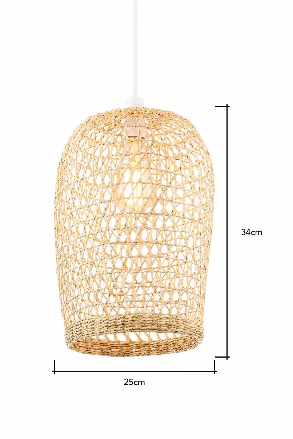 BHS Lighting Rustic Woven Rattan Cylinder Easy Fit Light Shade in Beige – 2