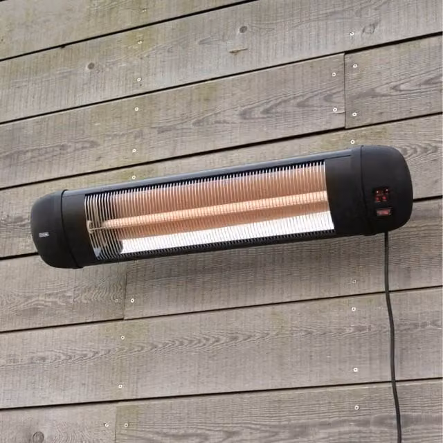 Primrose 2kW Outdoor Wall Mounted Patio Heater with Remote Control, Black
