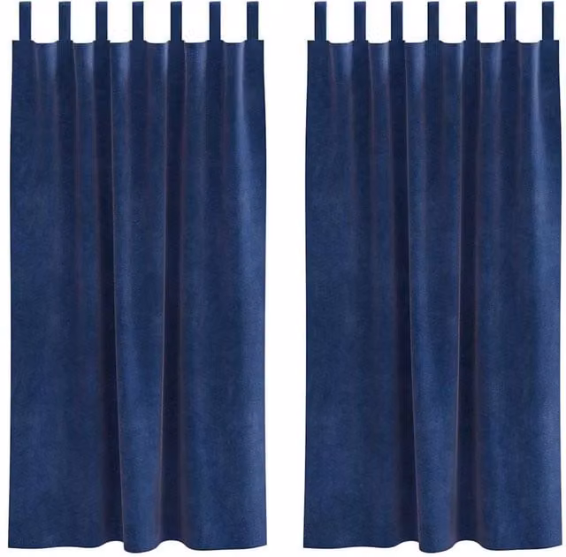 Berkfield Home Navy Blue Velvet Blackout Curtains with Hanging Loops, 2 Pack, W: 140 cm, H: 175 cm – 1