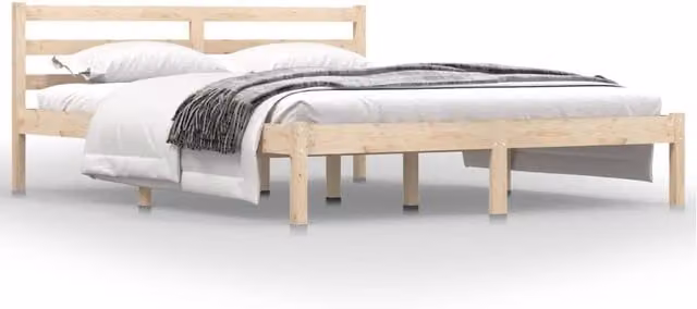 Berkfield Home Solid Wood Pine King Size Bed Frame in Natural, W: 150 cm, D: 200 cm – 1