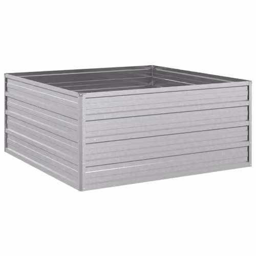 vidaXL Galvanised Steel Raised Bed for Vegetable, Herb or Ornamental Gardens, Silver, W: 100 cm, D: 100 cm, H: 45 cm