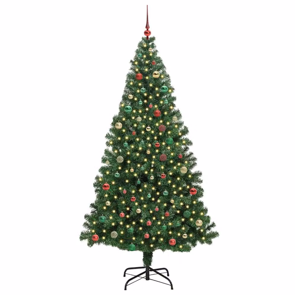 Berkfield Home Artificial Christmas Tree with 300 LEDs and Stand, Green, Height: 210 cm – 2