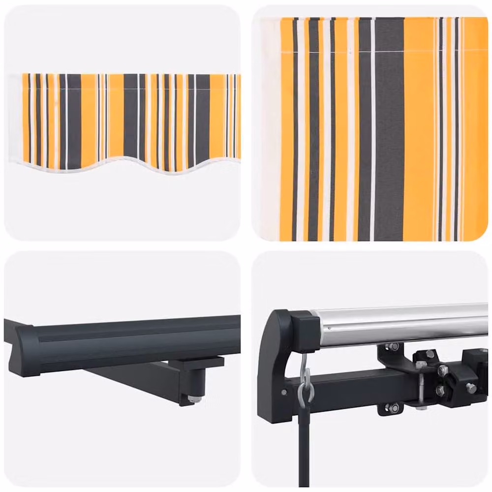 Berkfield Home Manual Retractable Wall-Mounted Awning in Multicolour Stripe, W: 400 cm, D: 300 cm – 4