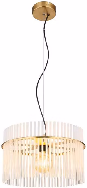 Netlighting Gorley Pendant Ceiling Light in Gold/Brass with Matt Opal Glass Shade, E27 – 1