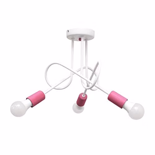 Netlighting Oxford Multi Arm Semi Flush Ceiling Light in White and Pink, Diameter: 50 cm