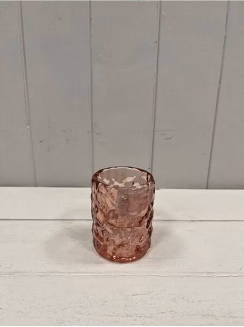 KDMD Large Rose Straight Textured Glass Tealight Candle Holder in Pink