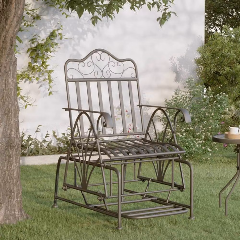 Berkfield Home Glider Bench in Matt Black Metal, Width: 61 cm – 2