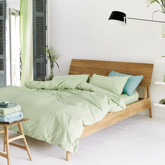 Designers Guild Loweswater Cotton Percale Duvet Cover Bedding Set in Willow Green